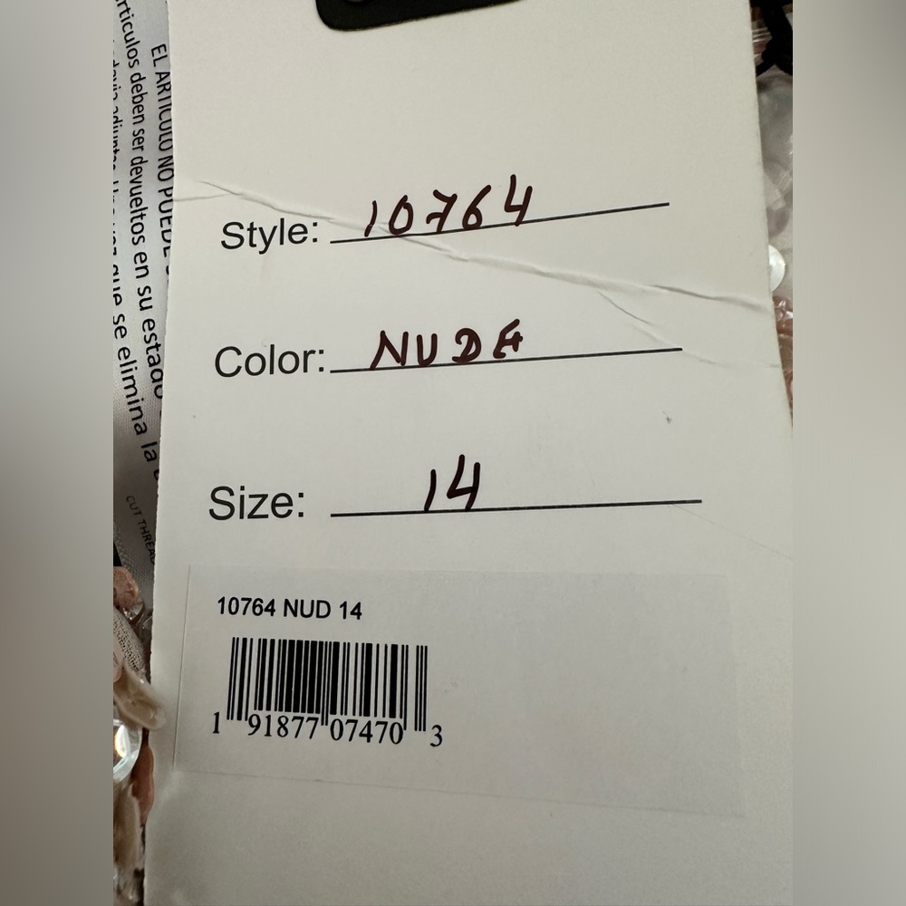 Mac Duggal SEQUINED ILLUSION PUFF SLEEVE V NECK MIDI DRESS, size 14 - Picture 11 of 12